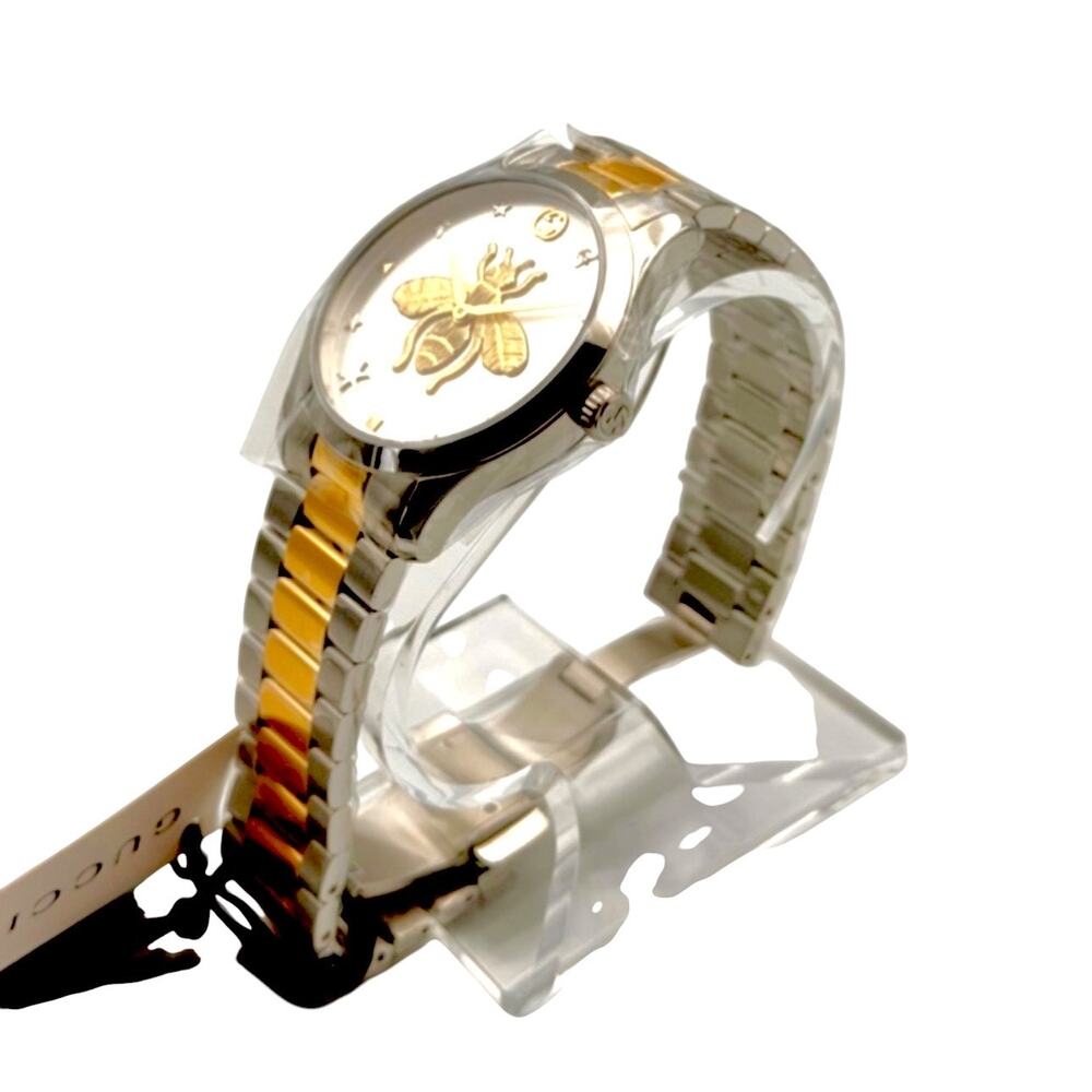 NWT Full Set Gucci Watch G-Timeless Gold Steel Bee Unisex 38mm YA1264131 - Picture 4 of 6